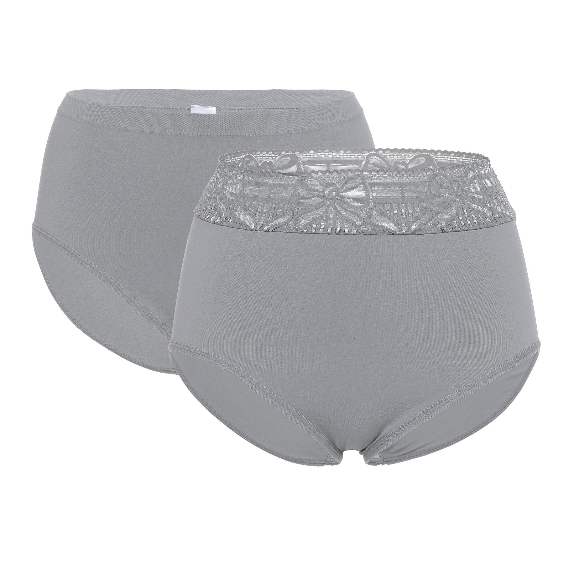 (2er-Set, silber-grau Slip Pure elastisch nahtloser mit Panty 2-teilig) Verarbeitung Shape