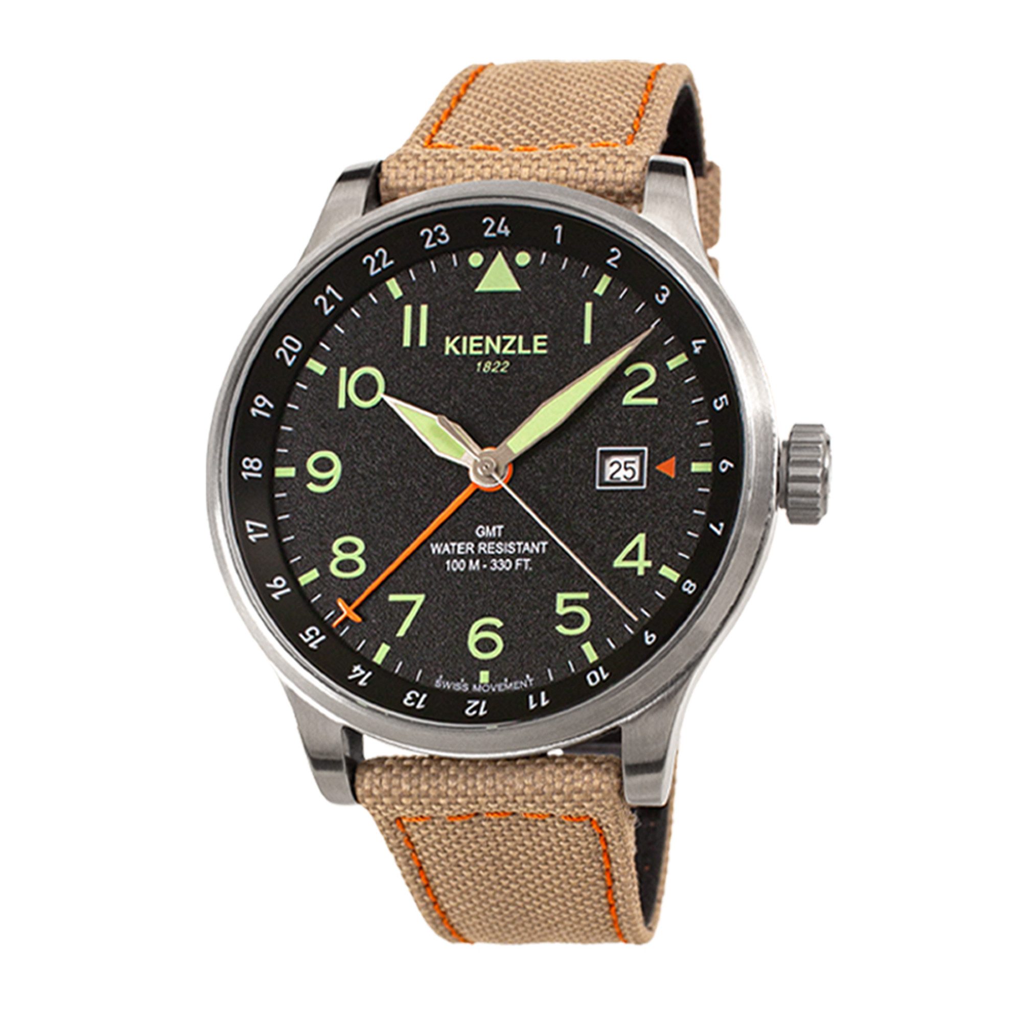 Kienzle Quarzuhr REISEN GMT Quarz Armbanduhr Edelstahl schwarz