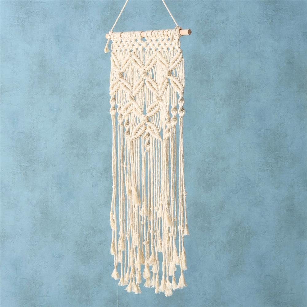 BOLTZE Wanddekoobjekt Haliya 44 x 128 cm, Cremeweiß Baumwolle Makramee Wandbehang Hängedekoration
