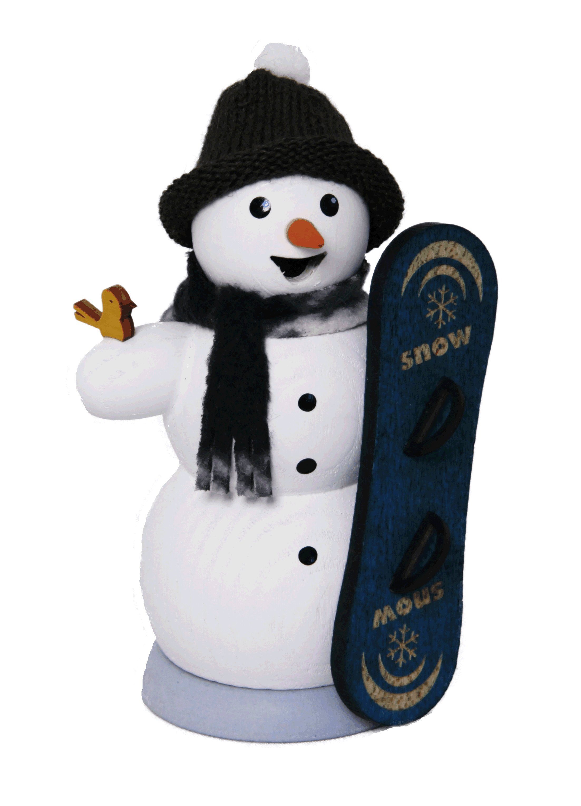 Kuhnert Räuchermännchen 35015, Schneemann mit Snowboard, Handarbeit Made in Germany
