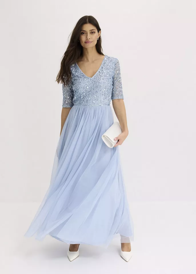 bonprix Abendkleid für festliche Anlässe, mit Tüll-Rock und Pailletten im Oberteil