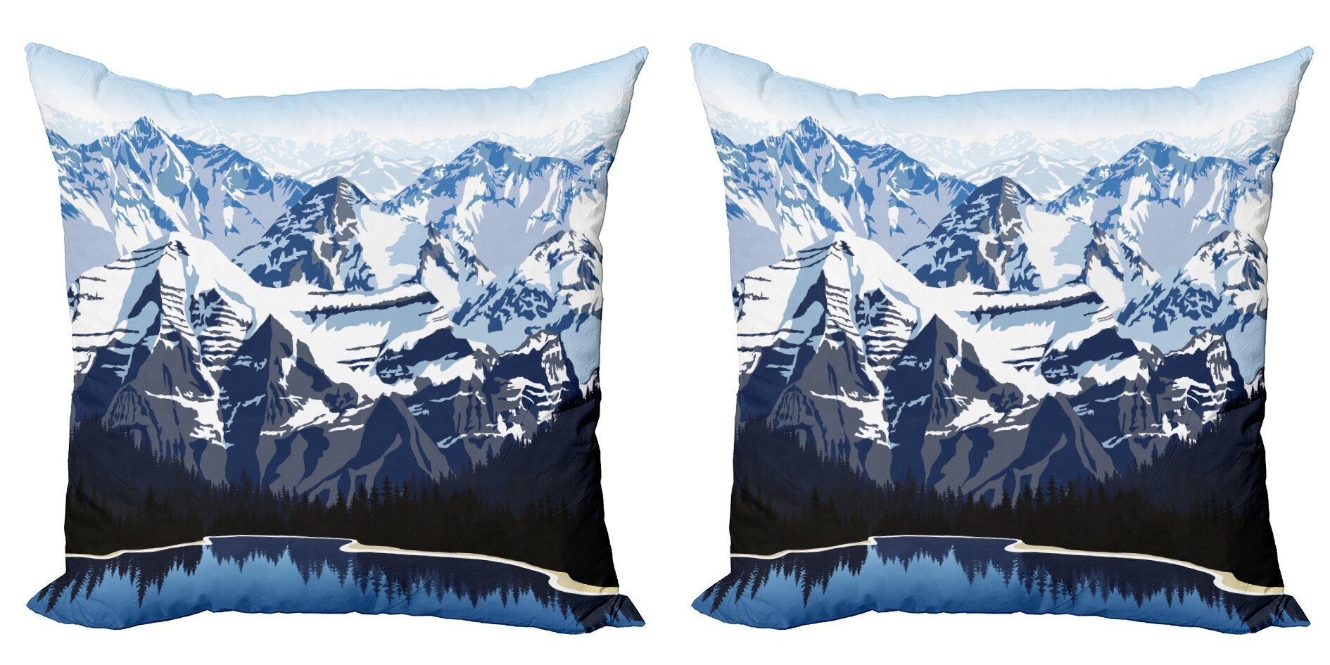 Kissenbezüge Modern Accent Doppelseitiger Digitaldruck, Abakuhaus (2 Stück), Landschaft Berg mit Schnee Blick