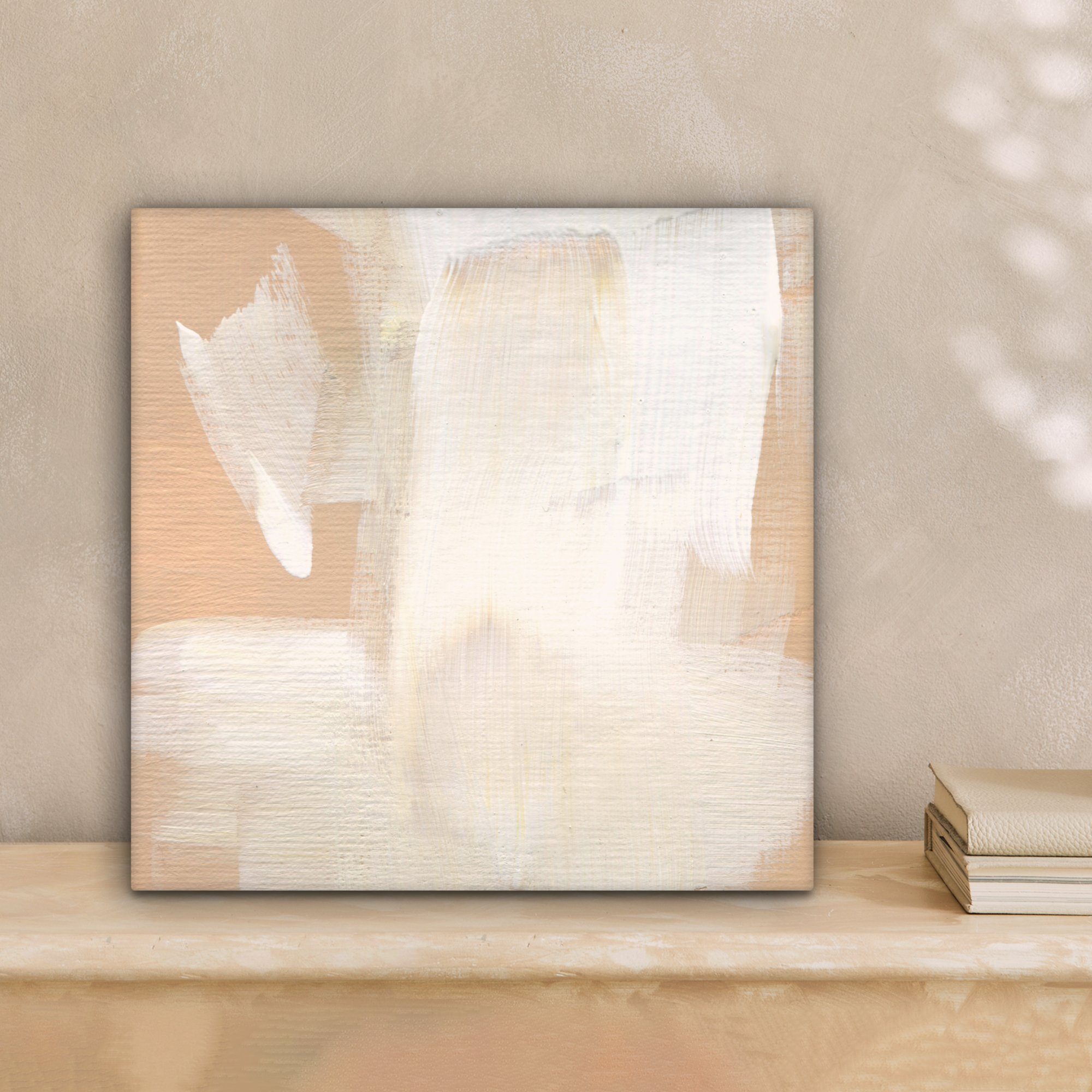 OneMillionCanvasses® Leinwandbild Kunst - St), für Wohnzimmer Bilder Leinwand Beige Modern, - Schlafzimmer, (1 - 20x20 cm Weiß