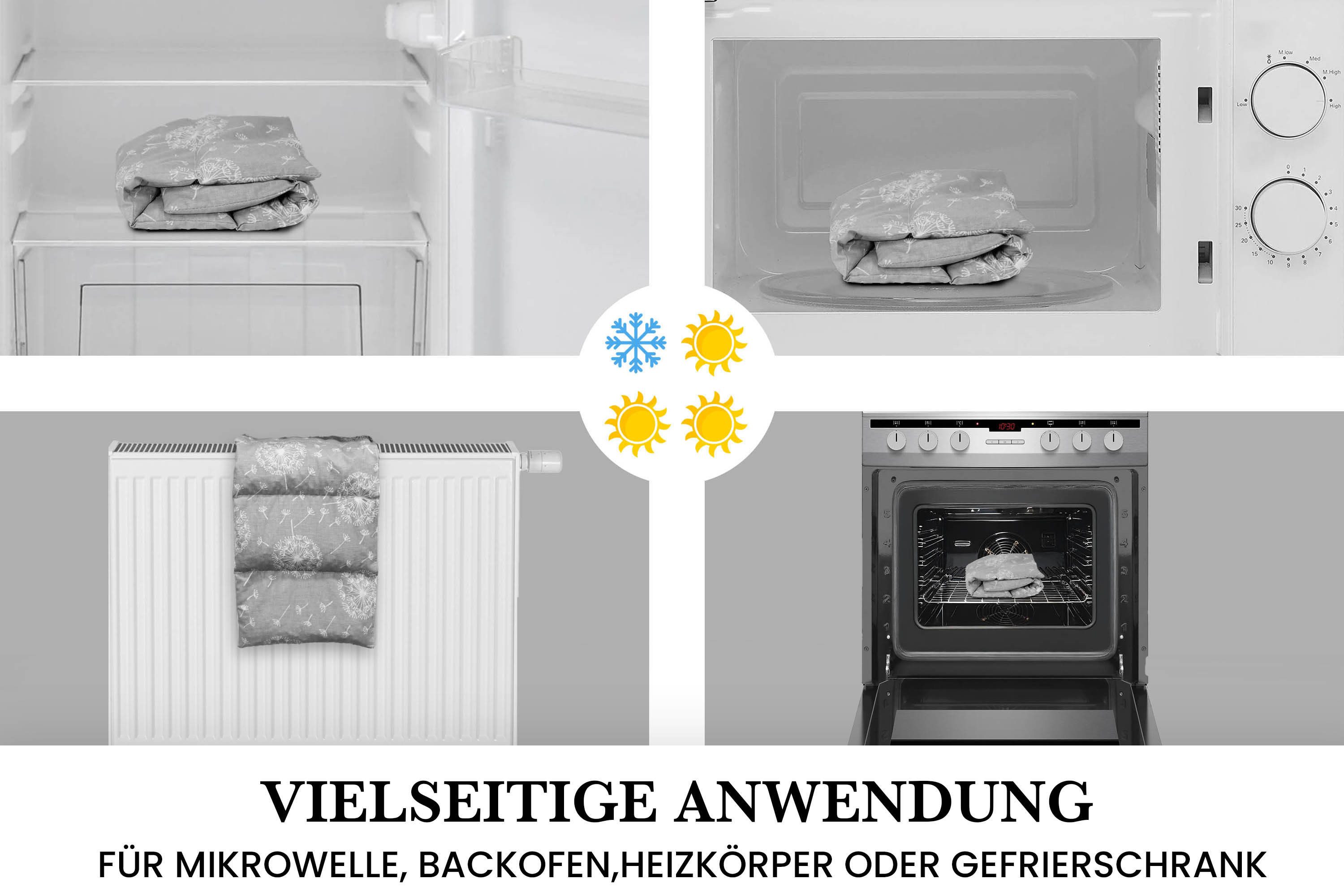 Amilian Kirschkernkissen für Mikrowelle 55x20cm - Körnerkissen - Wärmekissen, 100% Kirschkerne, Kirschkernkissen groß - Heizkissen, Kältekissen - für Nacken und Schulter, Rücken, Bauch