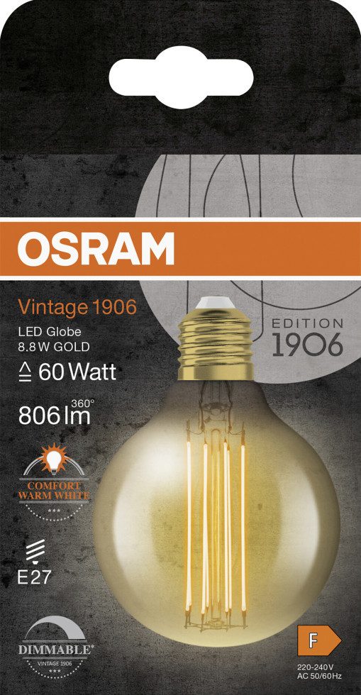 Osram LED-Leuchtmittel Osram LED Leuchtmittel Globe 80 E27 8,8 W warmweiß, Dimmbar