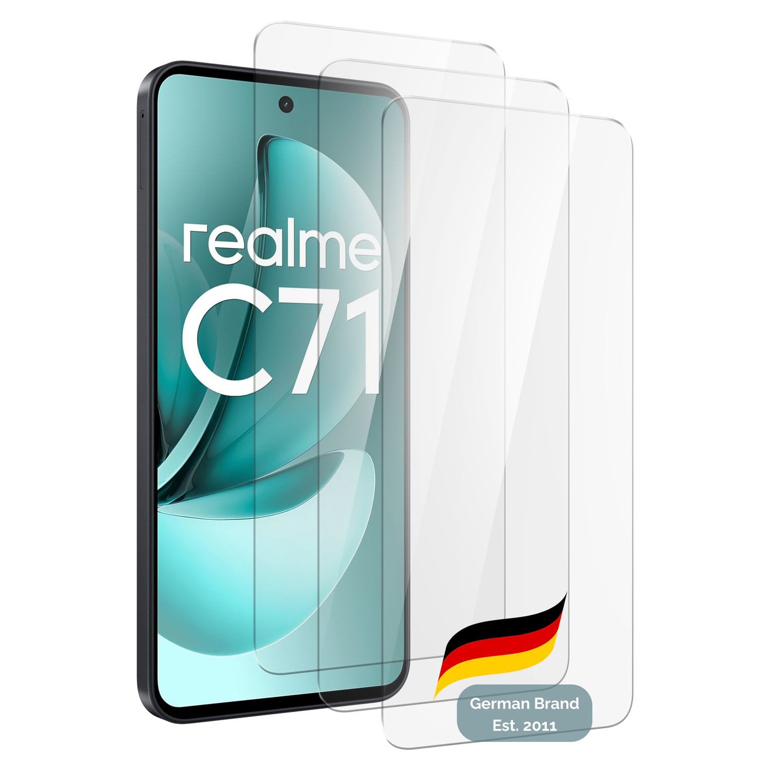 Cadorabo Schutzfolie für Realme C71 Schutzfolie, (3-St), 3x Schutzglas Panzer Folie (Tempered) Display Schutzfolie 3D Touch