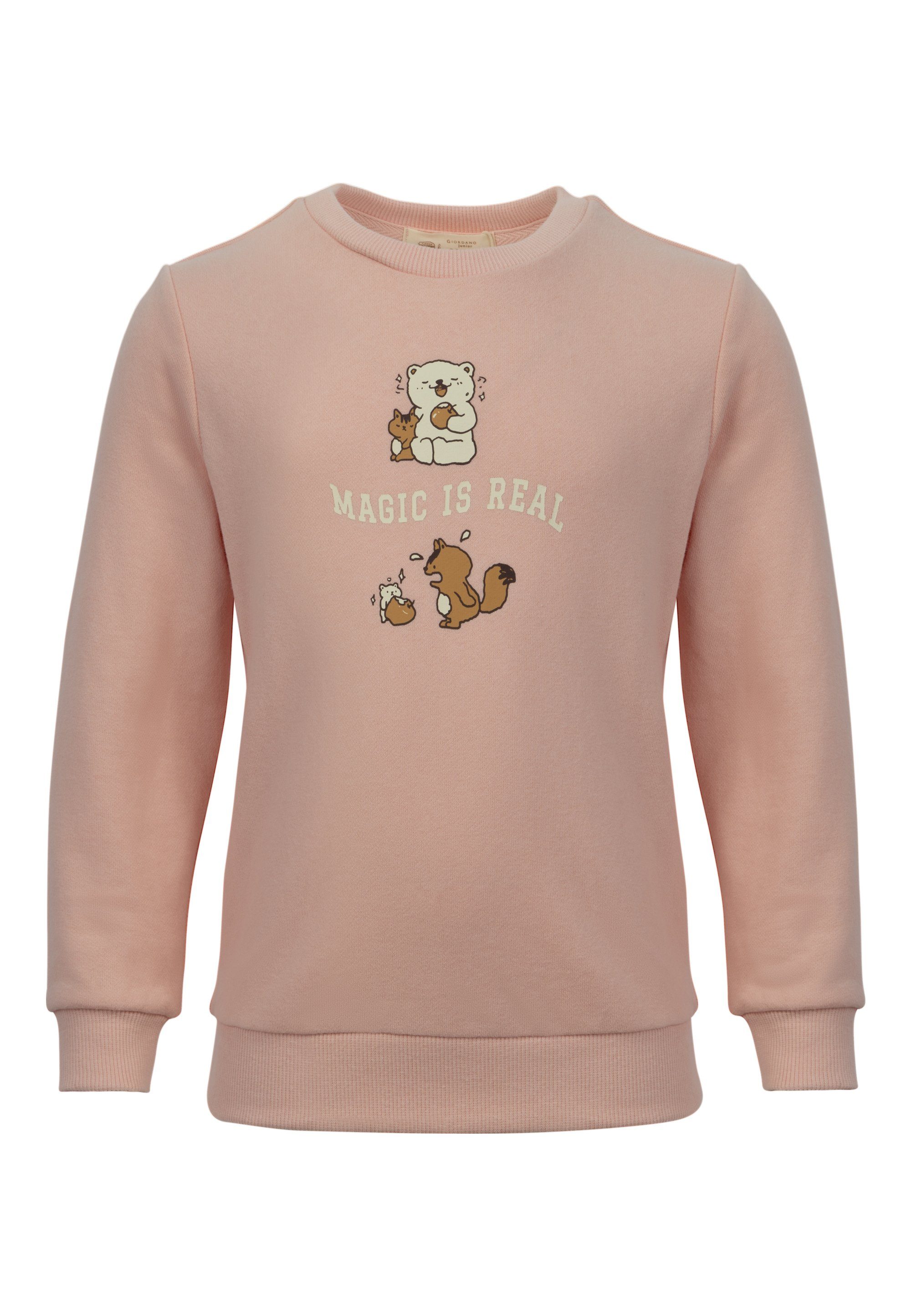 GIORDANO Sweatshirt süßem rosa mit junior Motivprint Terry French