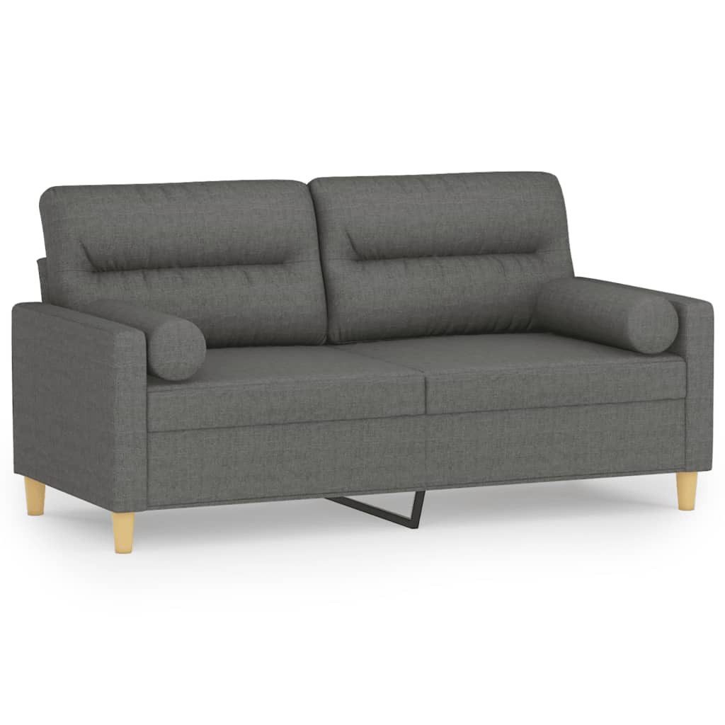 vidaXL Sofa 2-Sitzer-Sofa mit Zierkissen Dunkelgrau 140 cm Stoff günstig online kaufen