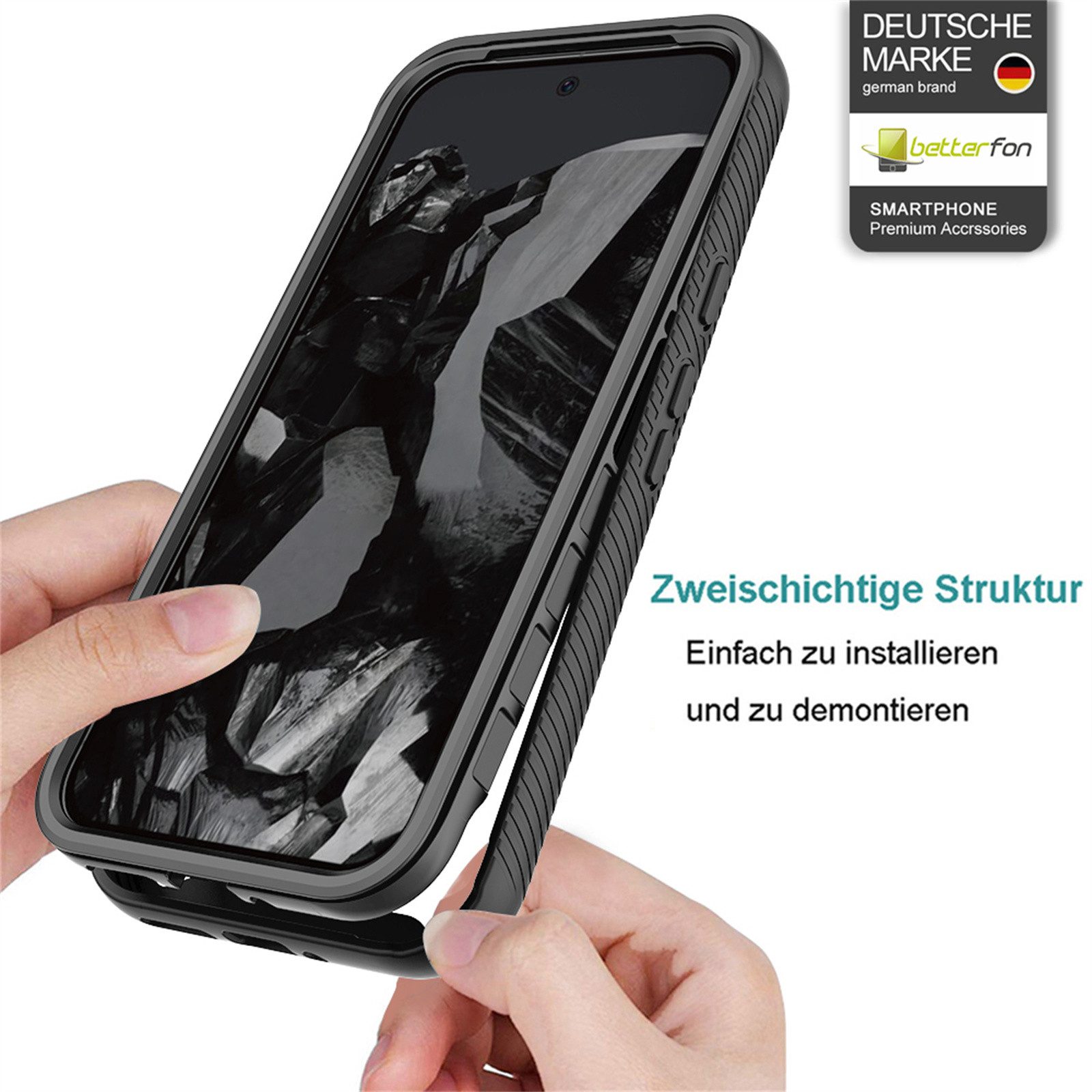 betterfon Smartphone-Hülle Handyhülle für Google Pixel 9 Pro XL 2-teilig TPU Body Bumper Case, Premium Handycase - 3-Schichten Schutz & erhöhte Kanten – Bild 3 von 5