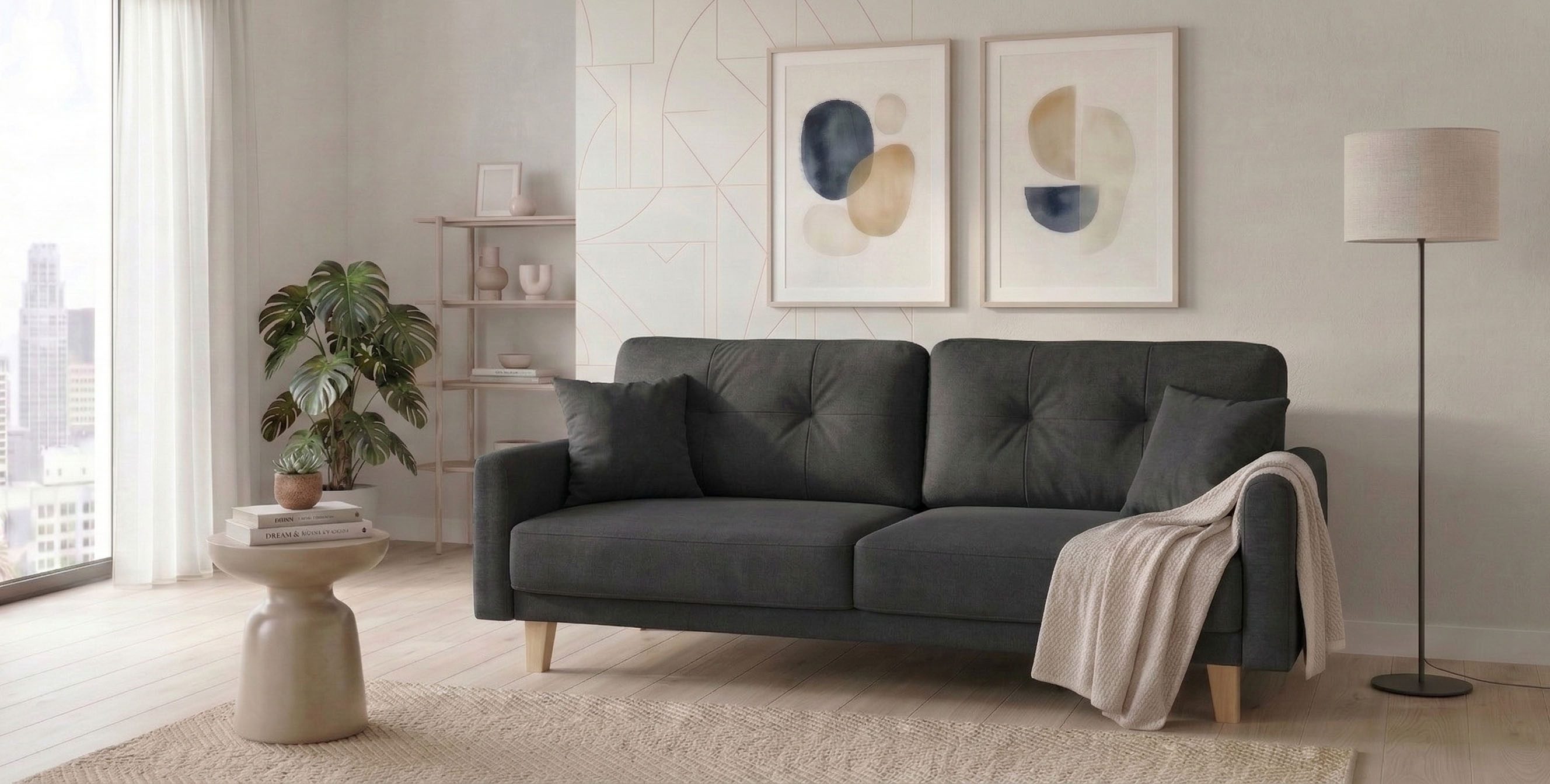 OTTO home 3-Sitzer TRIPLO optionale Schlafsofa mit Bettkasten, Maße B/T/H: 215/100/89 cm, Wahlweise Bettfunktion - Liegefläche 145x191 cm, Rücken-, Zierkissen