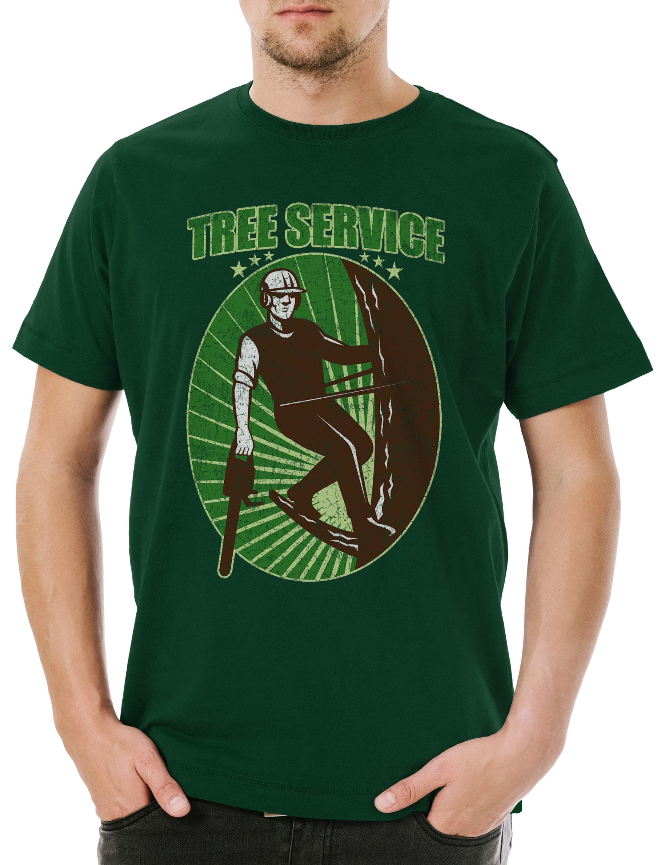 Print-Shirt Tree Service III Herren T-Shirt Holzfäller Axt Waldarbeiter Förster
