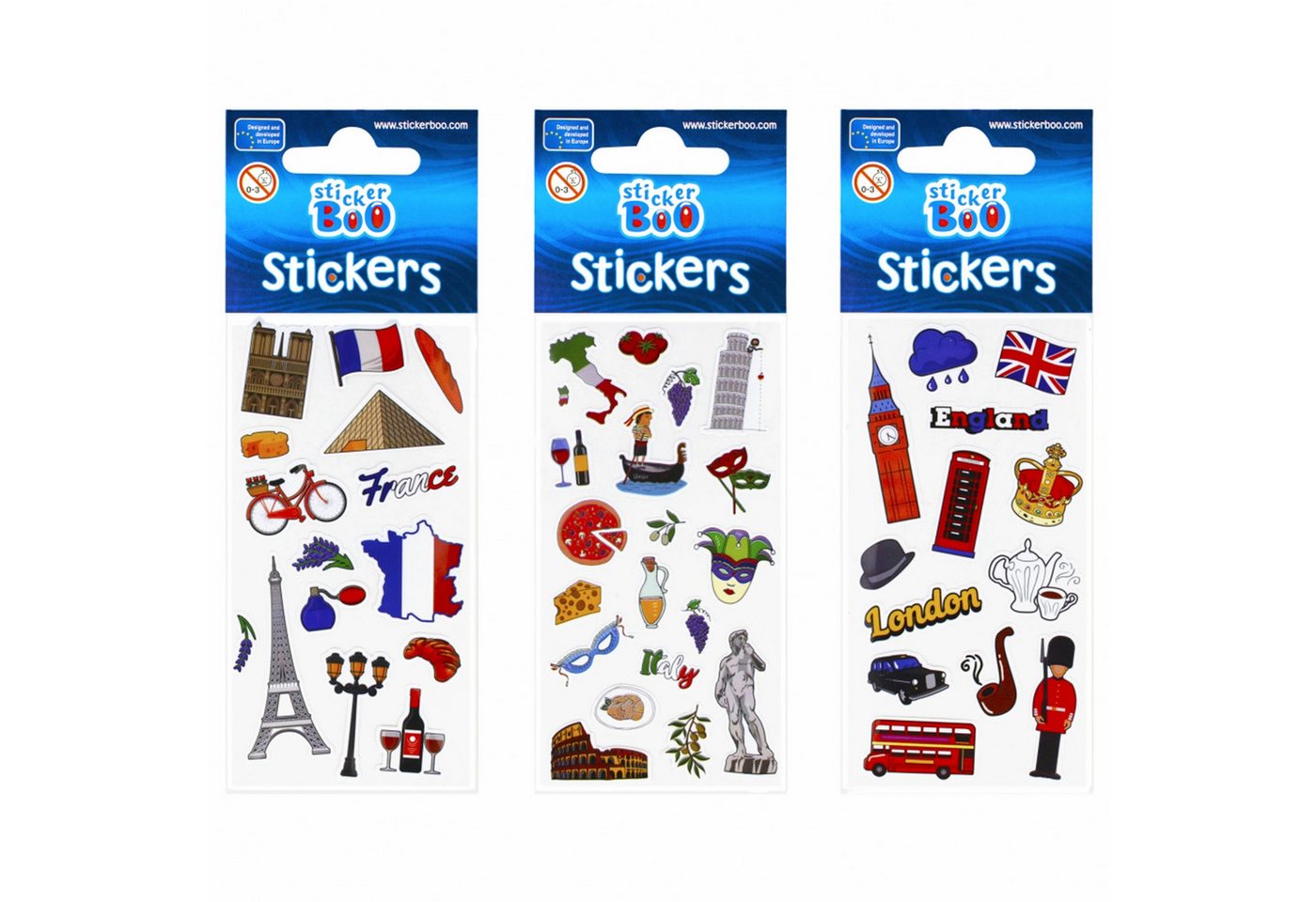 Thumbnail - Sarcia.eu Sticker Sticker-Set Frankreich, Vereinigtes Königreich, Italien