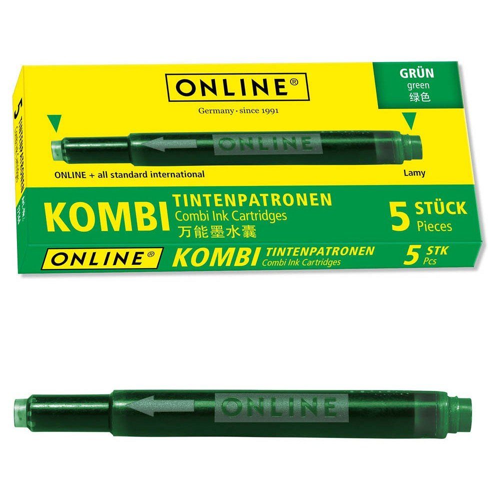 ONLINE® 17144/12 für ONline Füller grün 5 Tintenpatrone Tintenpatronen St.