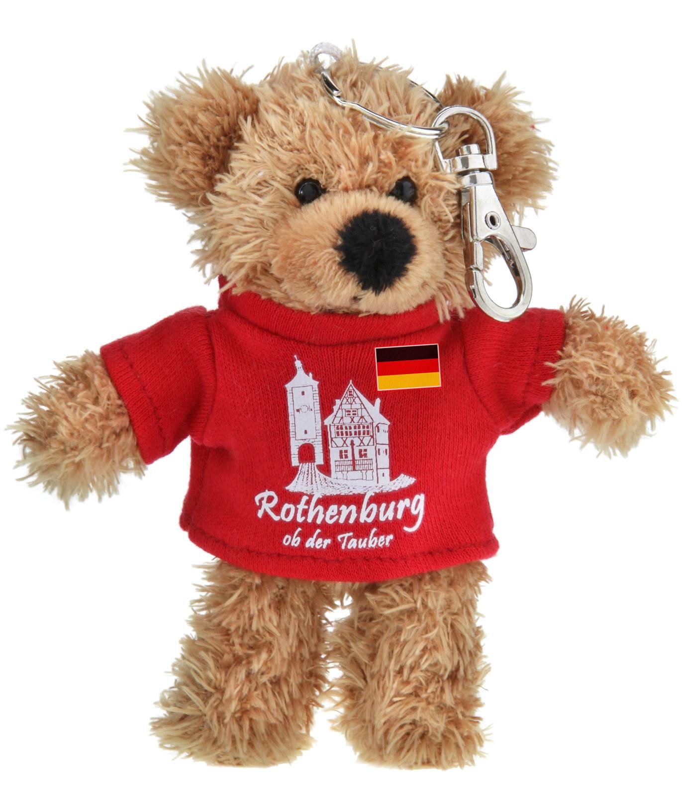 Teddys Rothenburg Plüschanhänger Schlüsselanhänger Teddy Plönlein 15 cm rotes Shirt Plüschteddy