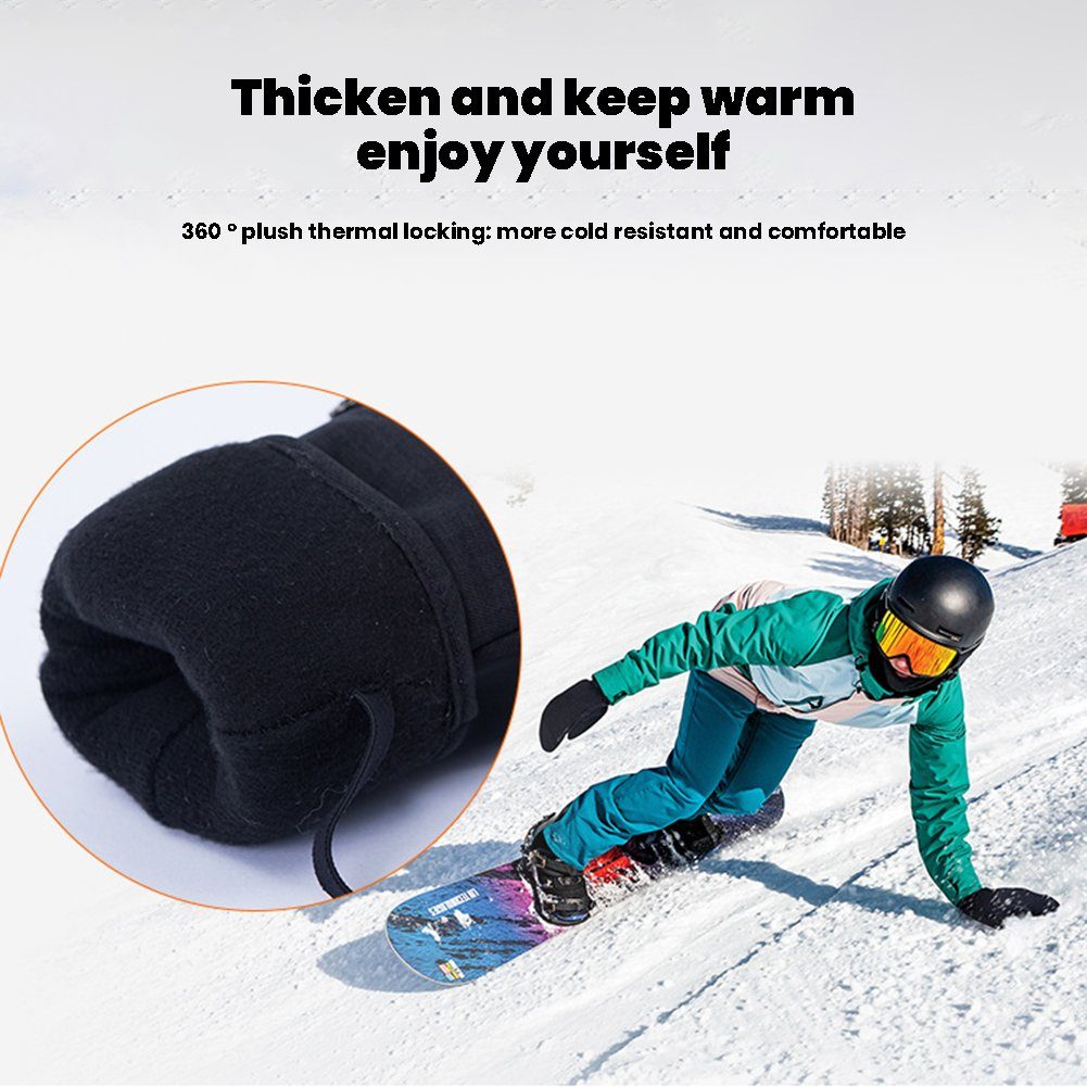 Snowboard-Handschuhe blackL Fleecehandschuhe Mit Blusmart Tasche, Winddichte Fäustlinge,