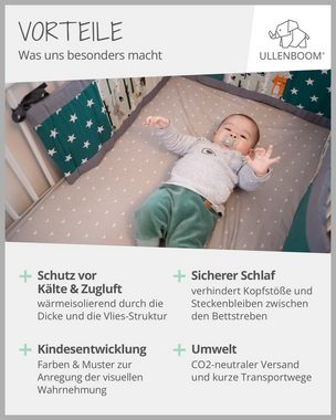 ULLENBOOM ® Bettnestchen Baby Nestchen Rosa Grau 210x30 cm (Made in EU), Bezug 100% Baumwolle, (1-tlg), Passend für Babybett 140x70 cm, Weiche Babybettumrandung