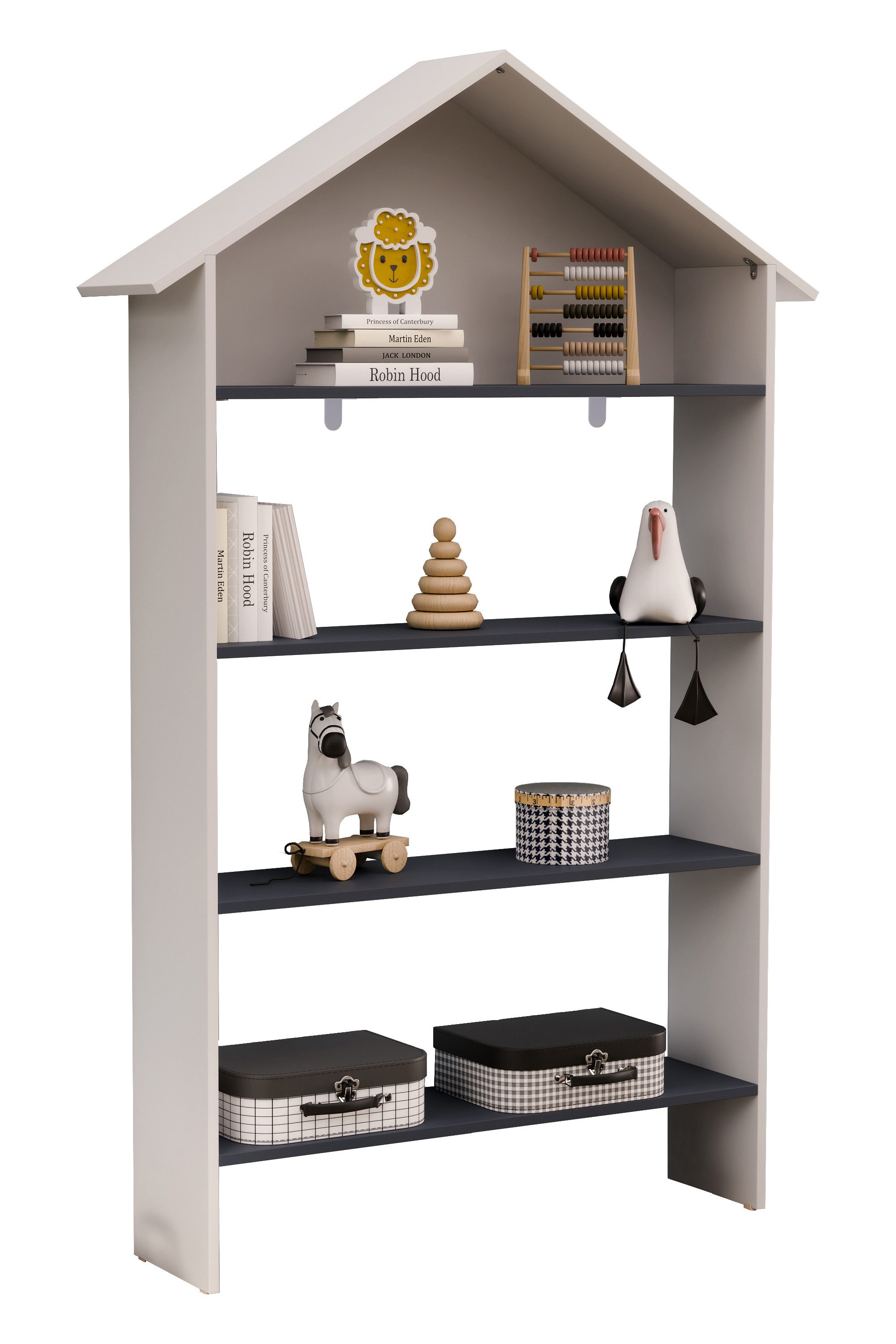 VCM Standregal Italu Bücherregal B. 1030 x T. 23 x H. 160 cm, 4 Fächer für Bücher und Dekoration