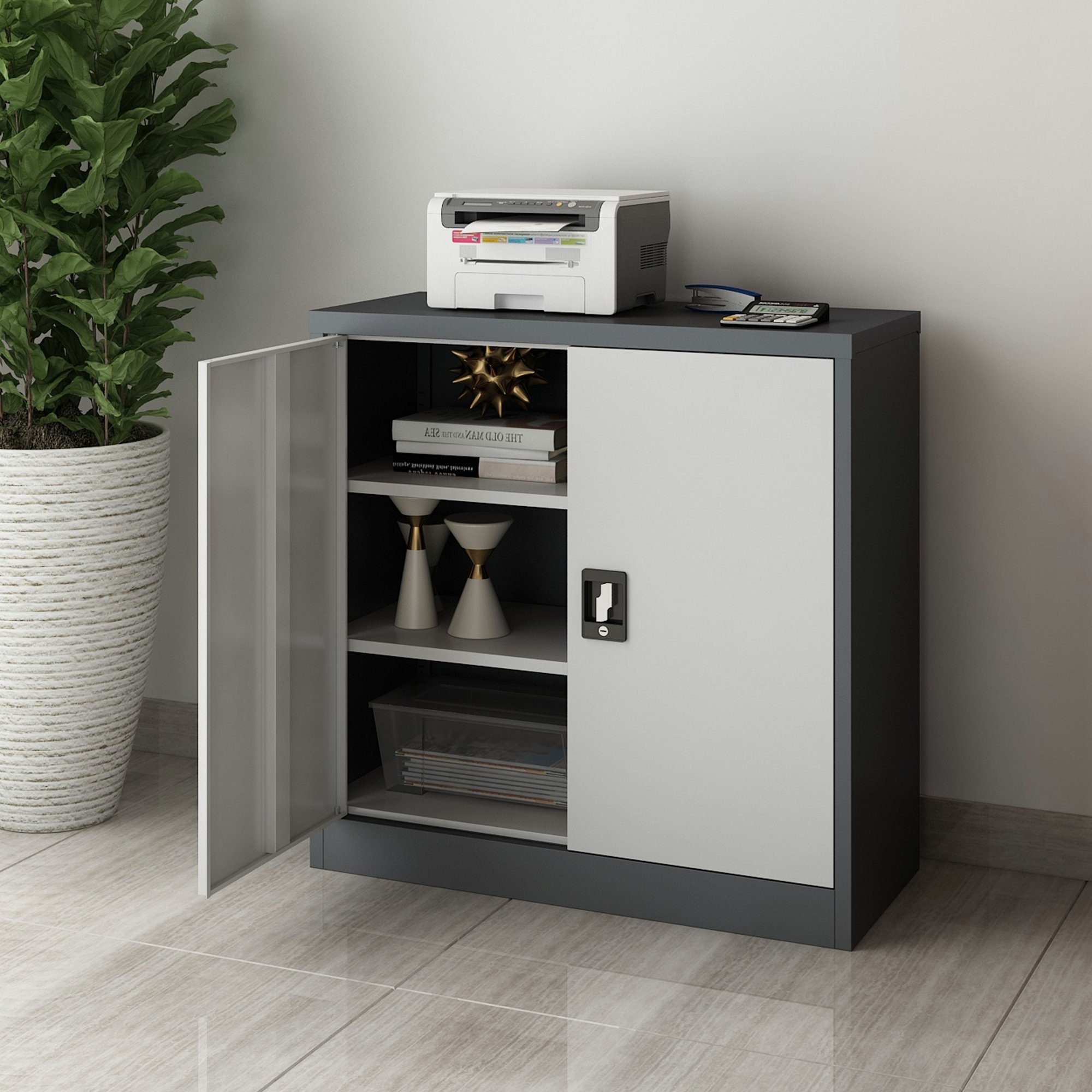 en.casa Aktenschrank »Molise« Büroschrank 90x40x90cm Stahl günstig online kaufen