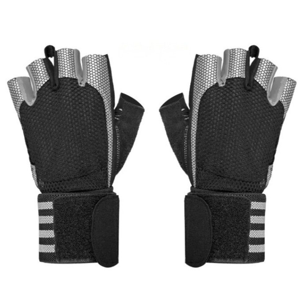 Rötting Design Trainingshandschuhe mit Handgelenkschutz für Fitness Fahrrad Ausdauer Sport Männer Frauen (Farbe: schwarz/grau, Rötting Sports) atmungsaktiv, mit Klettverschluss
