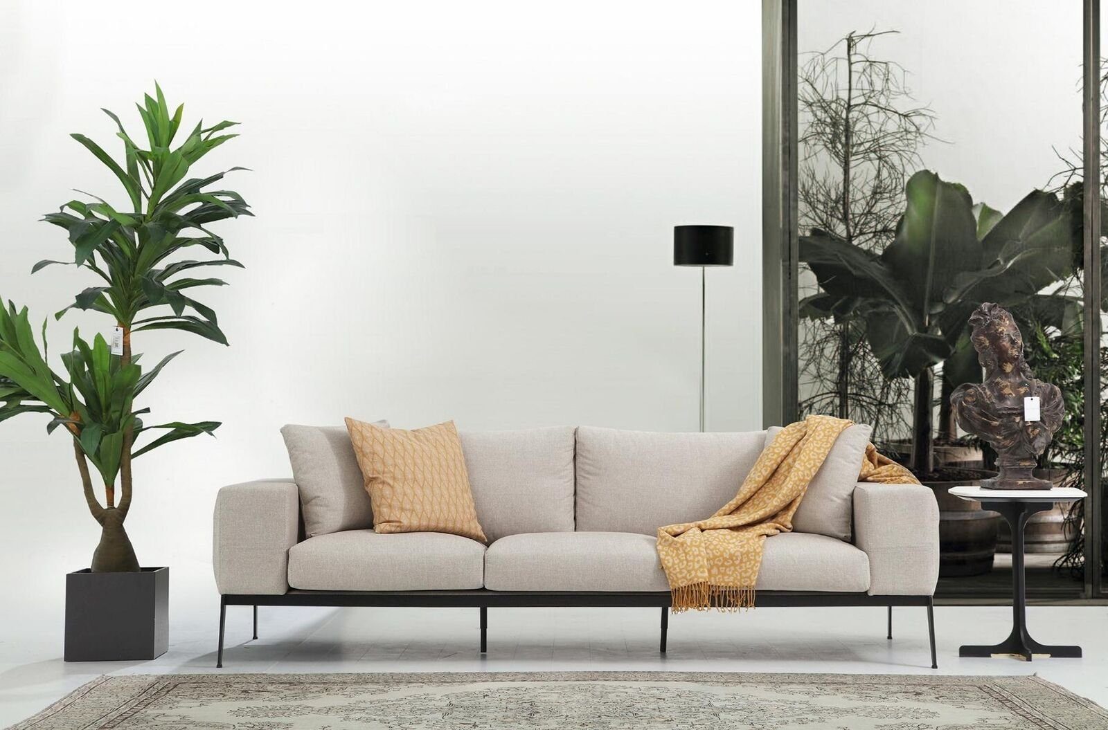 JVmoebel 3-Sitzer Dreisitzer Sofa 3 Sitzer Sofas Beige Stoff Wohnzimmer Luxus Modern Neu, 1 Teile, Made in Europa