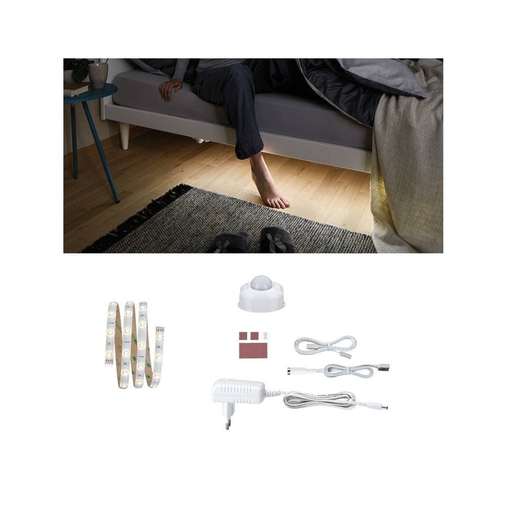Paulmann LED Stripe YourLED Set 1m Warm Bettlicht mit Bewegungssensor 70955, flexibel, verlängerbar