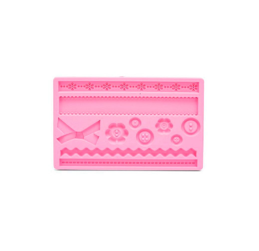 patisse Silikonform 02060, Knöpfe & Schleifen, Fondant Ausstechform aus Silikon - Maße ca. 20x12cm