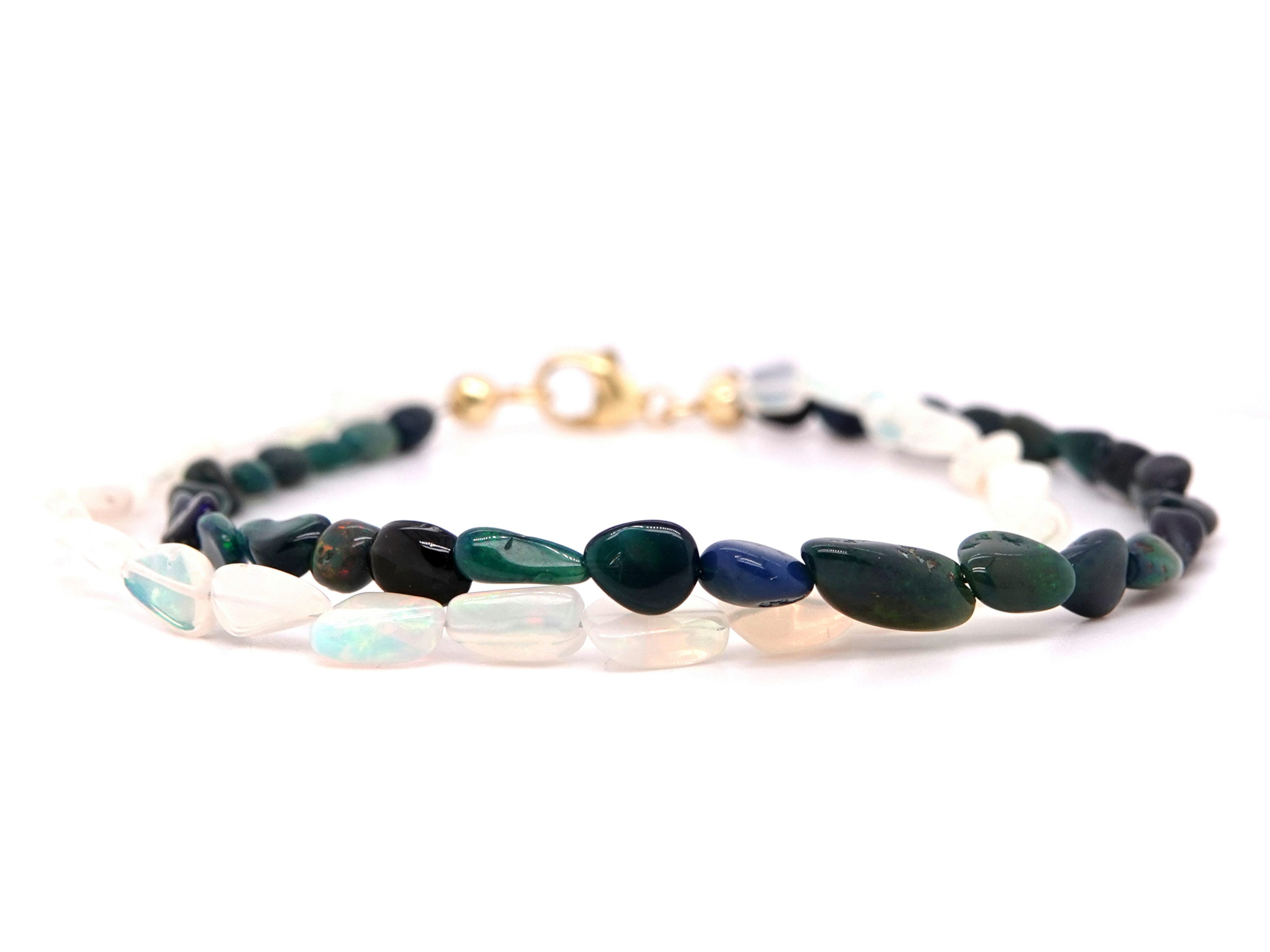 Sogni d'oro Armband mit äthiopischen Opalen zweireihig, Gelbgold 375