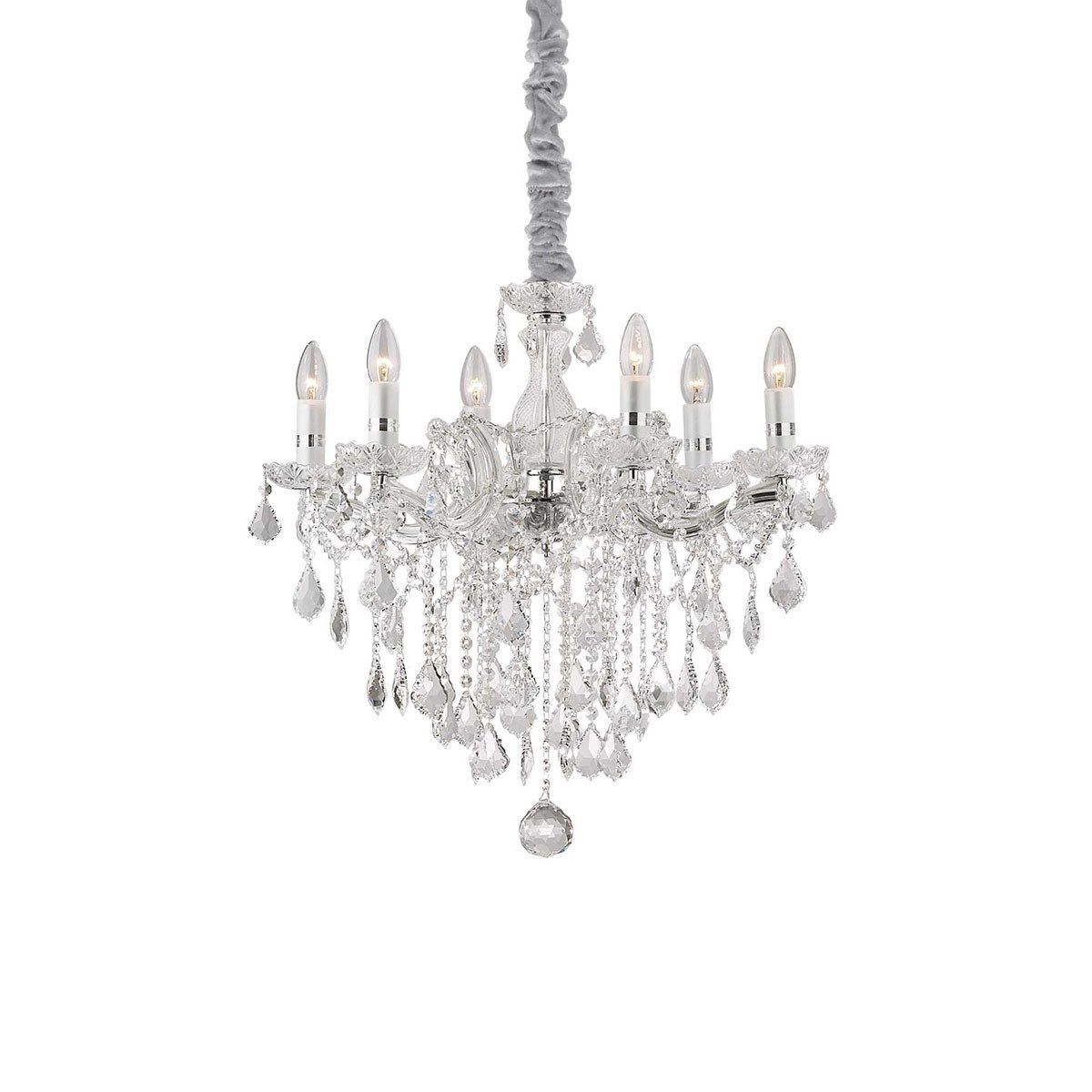 Ideal Lux Люстры Florian SP6 Kristallglas Люстры 6-flammig, Chrom, Ø: 60 cm, LED wechselbar, Hängeleuchte