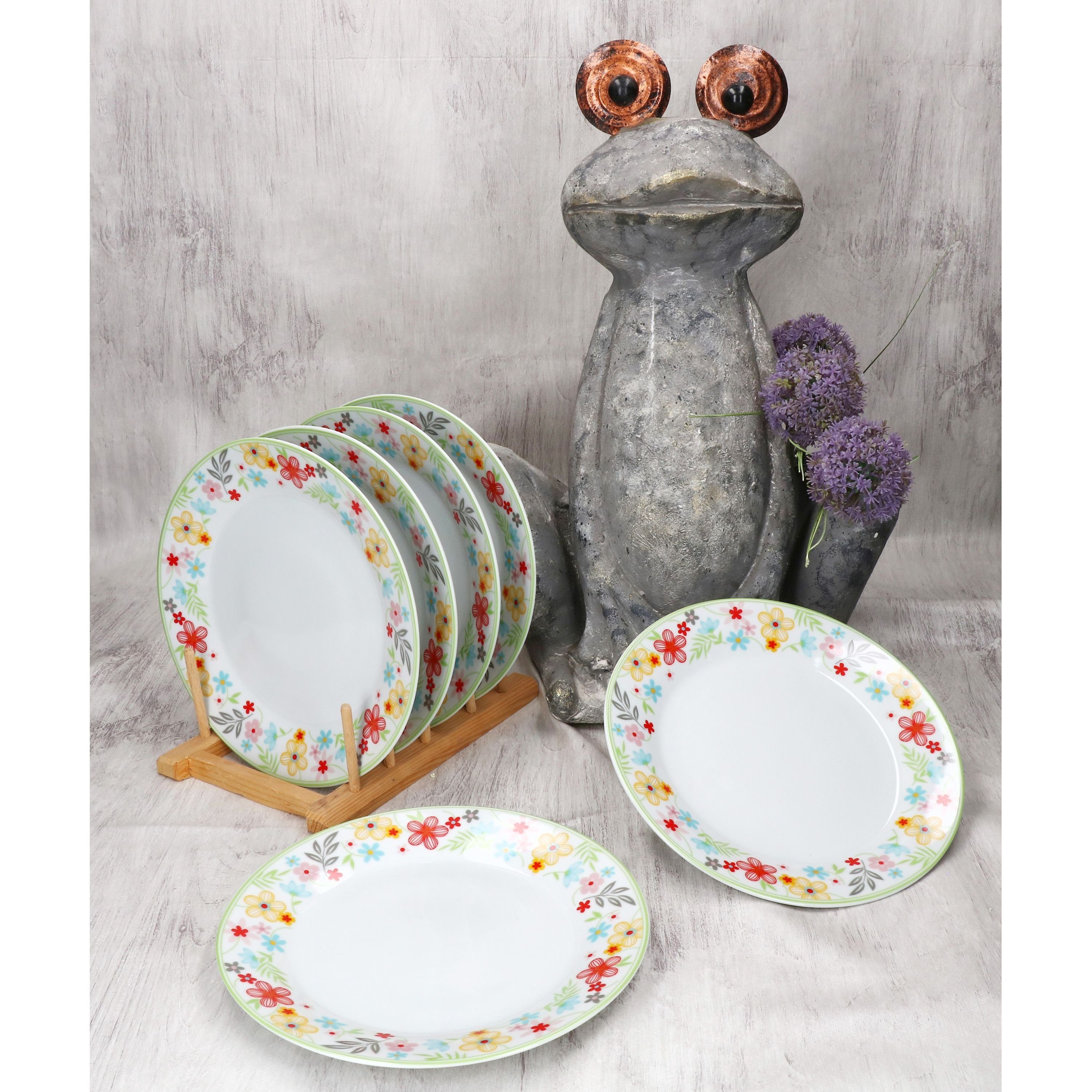 MamboCat Frühstücksteller 6er Set Variant Blümchen Kuchenteller bunte Frühstücks-Teller