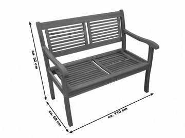 Junado® Gartenbank Coruna, massives Akazieholz, 110 cm oder 150 cm, 2- oder 3-Sitzer Sitzbank