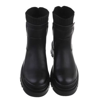 Ital-Design Damen Chelsea Freizeit Plateaustiefelette Blockabsatz Chelsea Boots in Schwarz