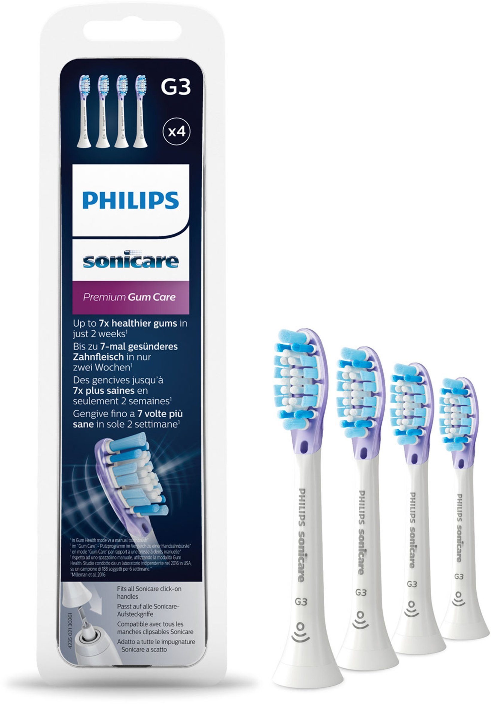 Philips Sonicare Aufsteckbürsten G3 Premium Gum Care HX9054, Standardgröße, mit Bürstenkopferkennung