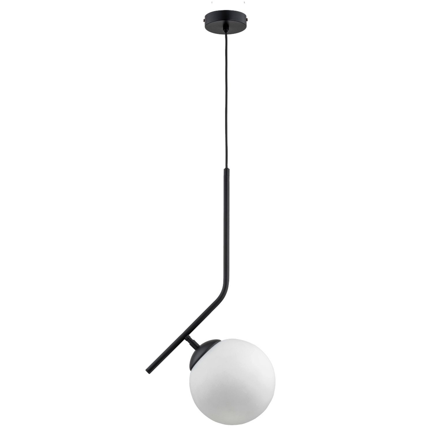 Licht-Erlebnisse Pendelleuchte ILOMA, ohne Leuchtmittel, Glas Metall H: max. 68 cm Schwarz Weiß E27 Kugel Schirm Modern