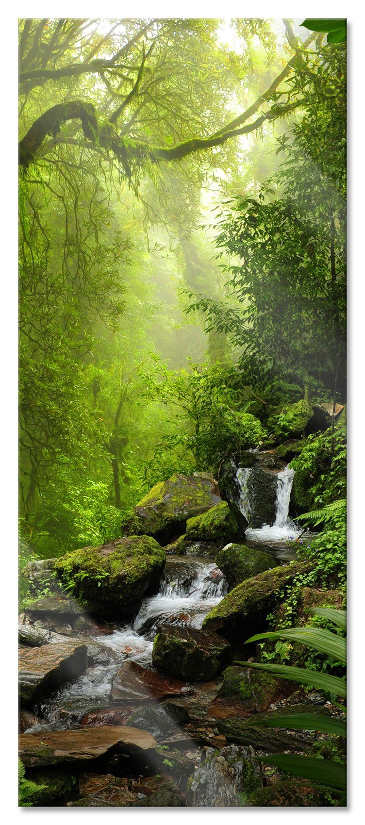 im Dschungel Wasserfall Echtglas, und Glasbild Kleinder Kleinder (1 St), aus im Aufhängungen Glasbild inkl. Wasserfall Abstandshalter Dschungel, Pixxprint