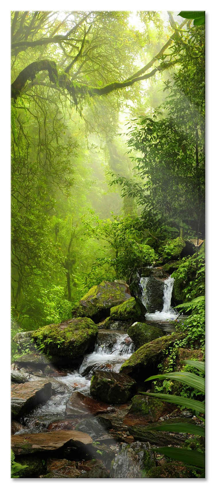Pixxprint Glasbild Kleinder Wasserfall im Dschungel, Kleinder Wasserfall im Dschungel (1 St), Glasbild aus Echtglas, inkl. Aufhängungen und Abstandshalter