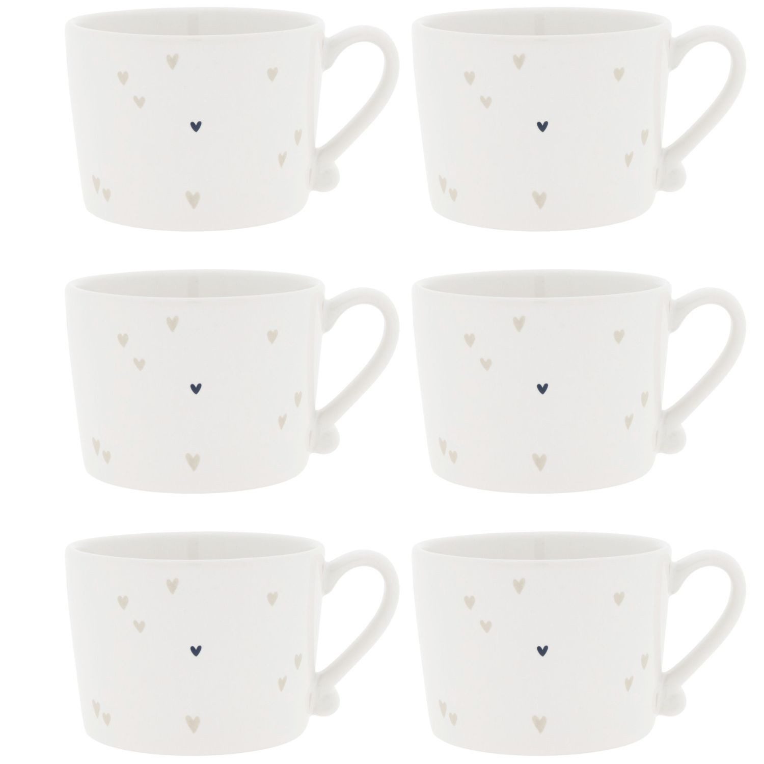 Bastion Collections Tasse Beige Titan, Keramik, Spülmaschinengeeignet, Weiß, Herzen, H: 7.2cm