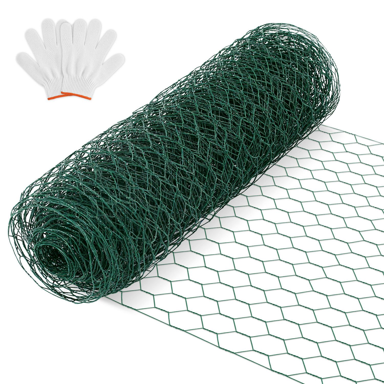 Clanmacy Maschendrahtzaun Maschendrahtzaun Sechseckgeflecht 1x10m verzinkt - Für Garten Grün