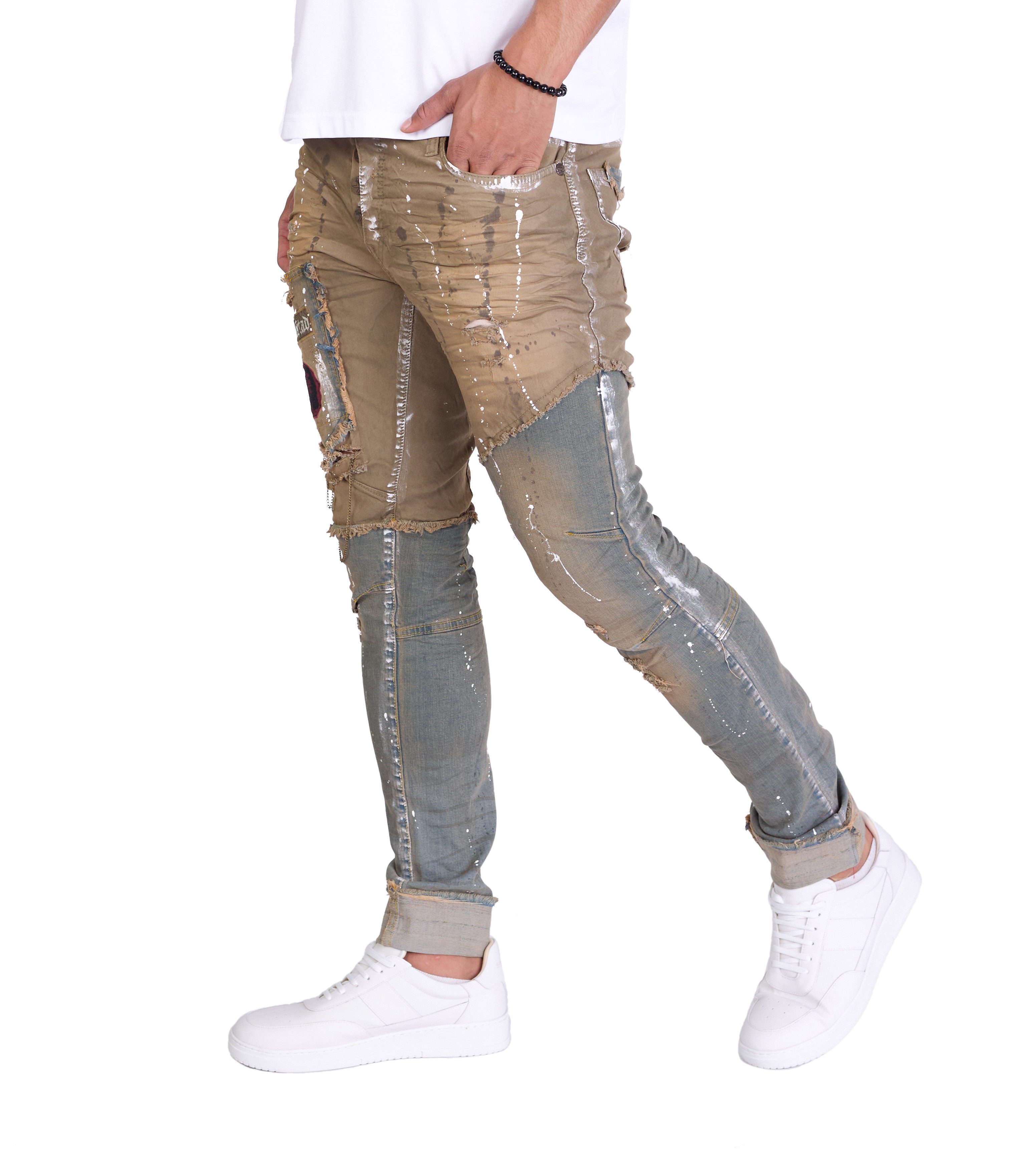 KINGZ Slim-fit-Jeans Herren Vintage Look Designer Jeans günstig online kaufen