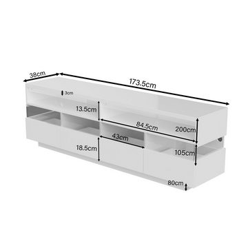 BlingBin TV-Schrank lowboard (1-St., mit LED-Beleuchtung, zwei Fächer und vier große Schubladen) 16 verschiedenen Farben, Mit 4 verschiedenen Beleuchtungsmodi