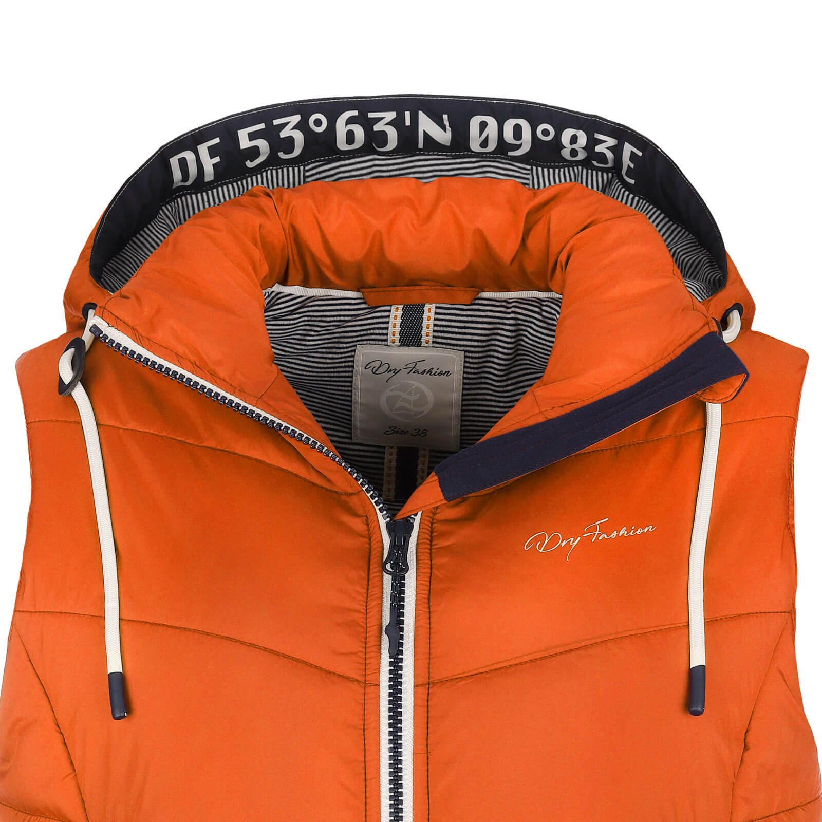 Dry Fashion Steppweste Rügen Damen Weste gesteppt Kapuze - Outdoor Damenweste Windabweisend Kapuze verstellbar & abnehmbar, 2-Wege-Reißverschluss, Seitentaschen