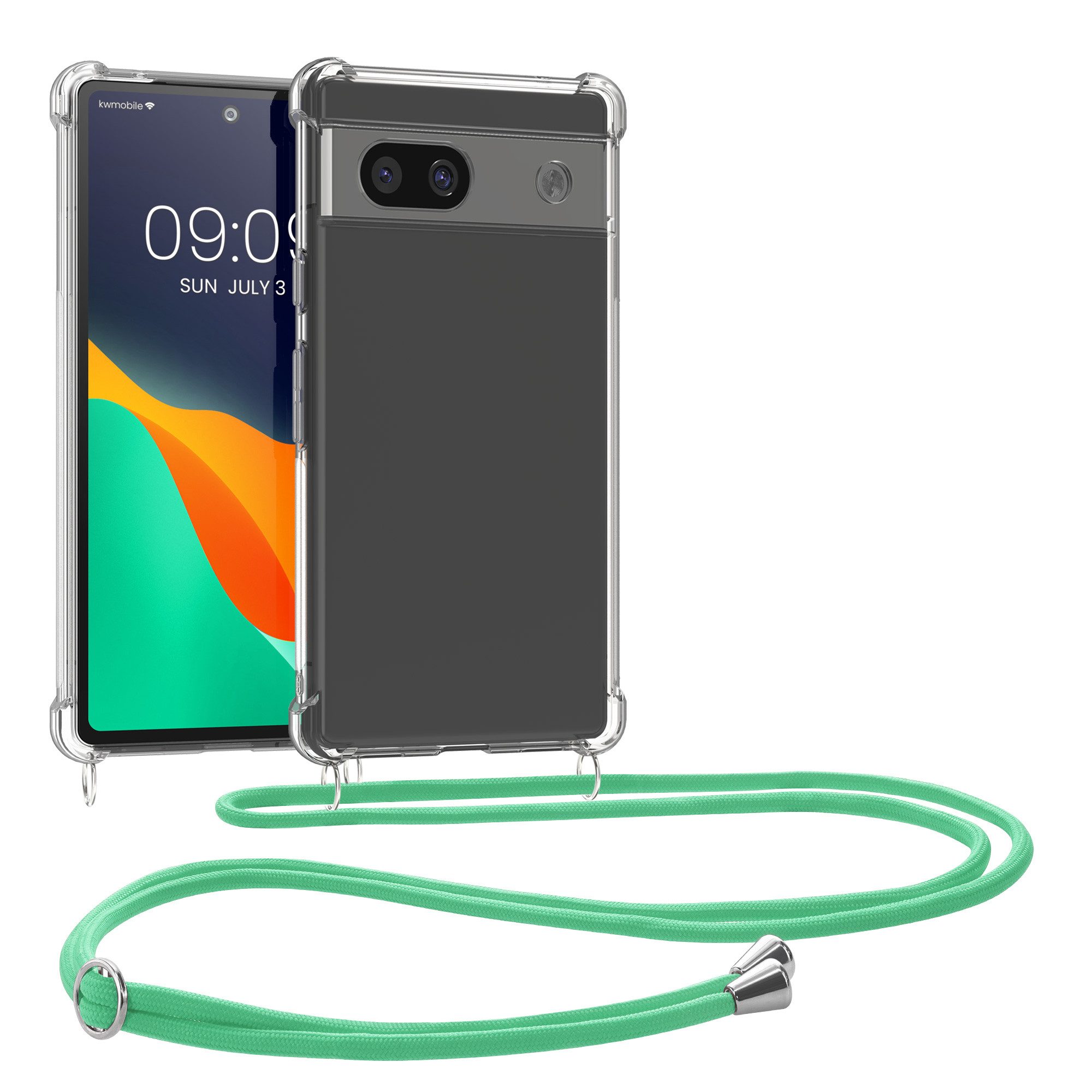 kwmobile Etui Necklace Case für Google Pixel 8a, Hülle Silikon mit Handykette - Band Handyhülle