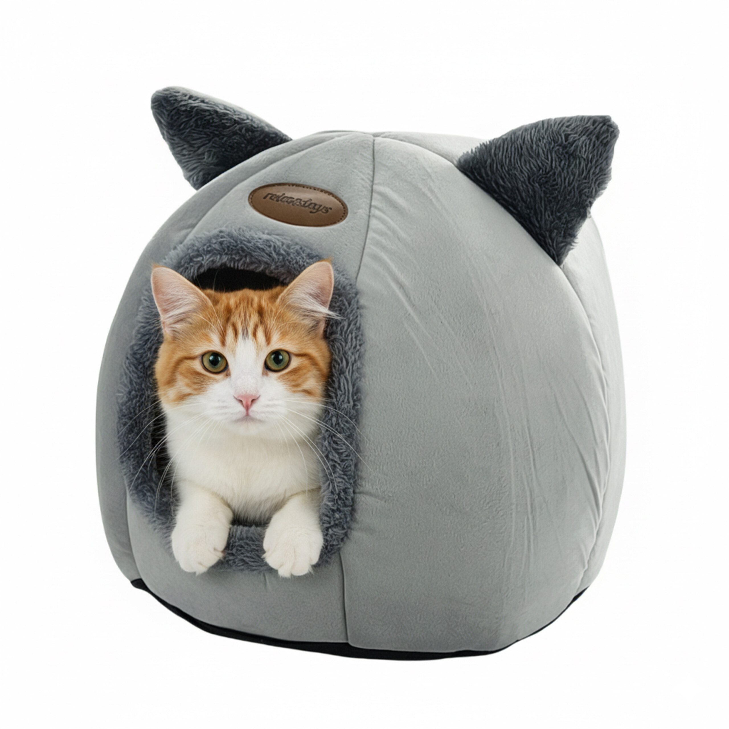 relaxdays Katzenliege Katzenhöhle mit Katzenohren günstig online kaufen