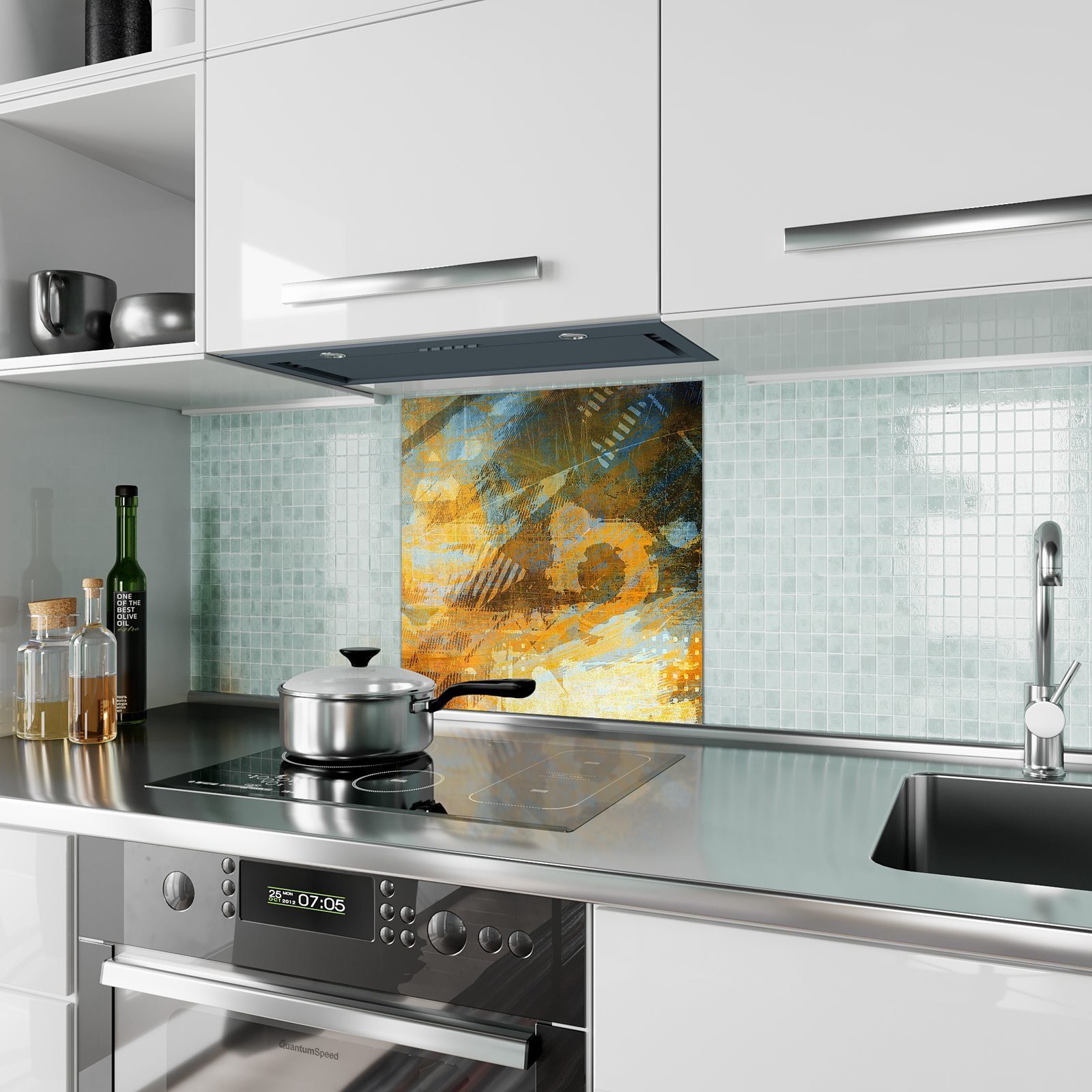 Küchenrückwand Primedeco Kunst Grunge Abstrakte Glas Spritzschutz