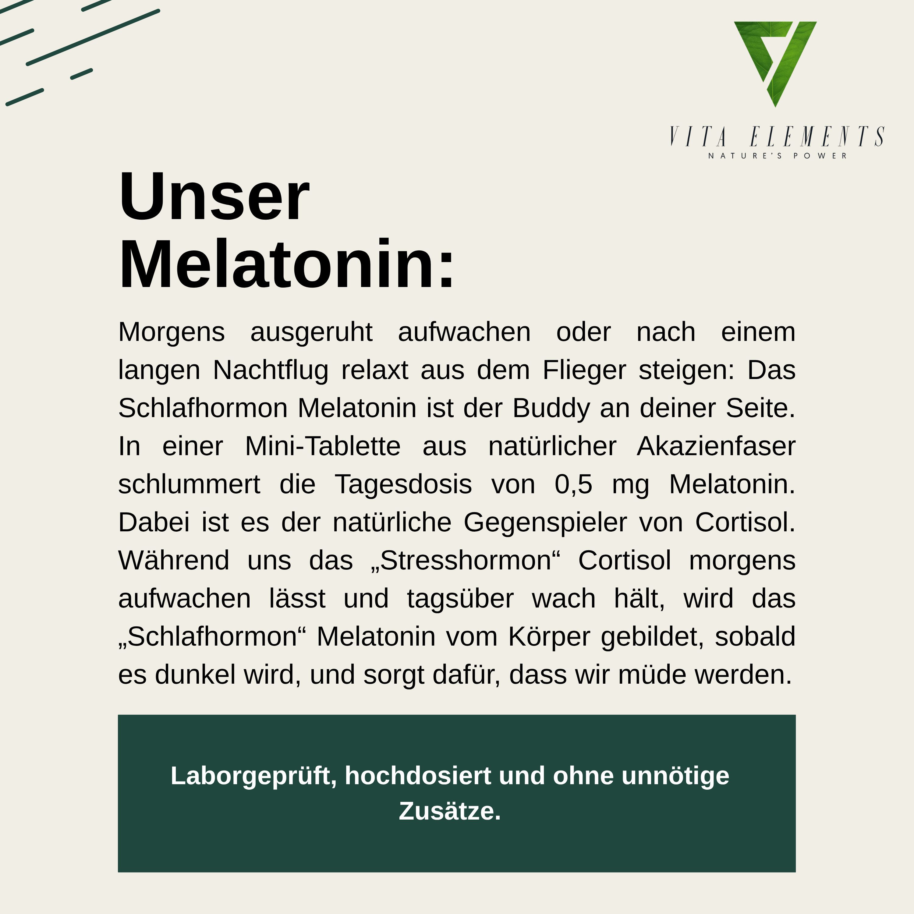 Vita Elements Melatonin Tabletten, 365 St., Vegan Frei von Gentechnik Ohne unnötige Zusätze Laborgeprüft