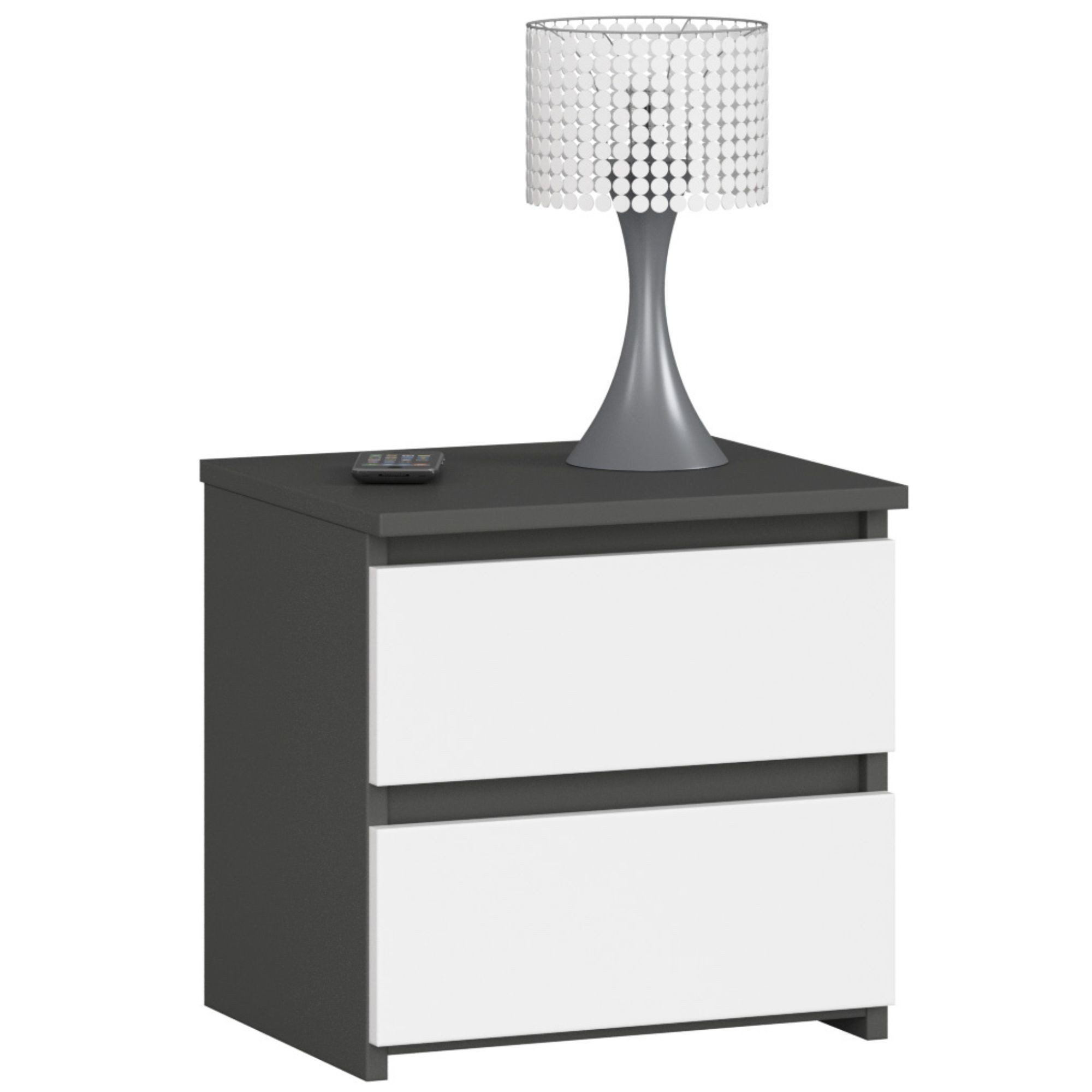 Raumhirsch Furniture Nachttisch praktisch & stilvoll - Nachtschrank - Nachtkommode Beistelltisch, Maße: 40x40x35 cm, 2 Schubladen, Soft-Close
