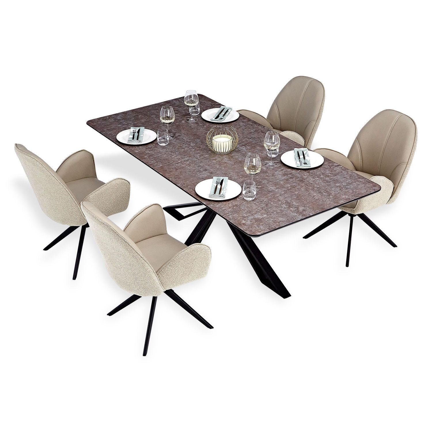 Homestyle4u Essgruppe Esstisch 200x100 Konferenztisch edel elegant vintage günstig online kaufen