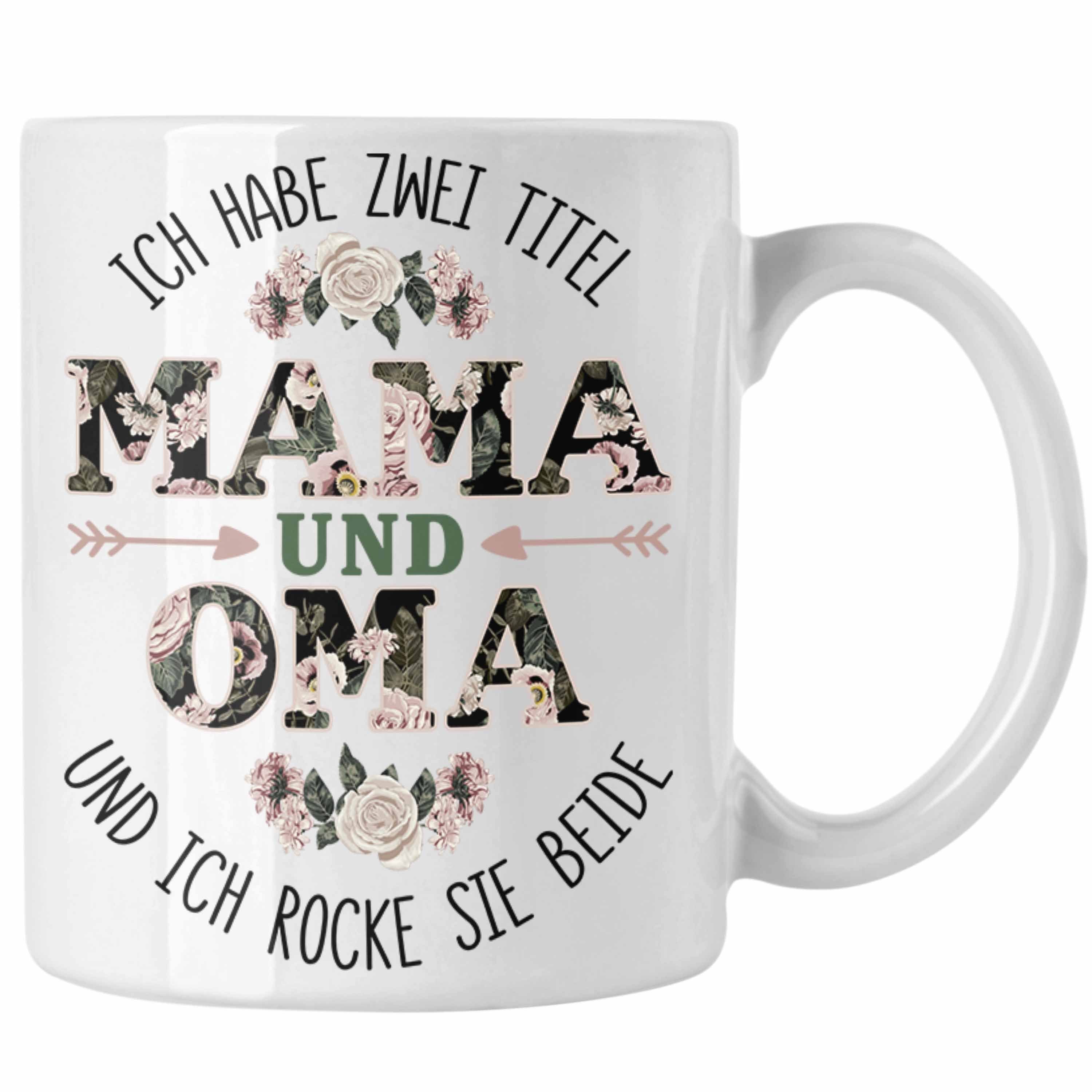Trendation Tasse Trendation - Mama und Oma Tasse Geschenk für Oma Weihnachten Geburtstag Lustige Tasse Beste Oma weiss