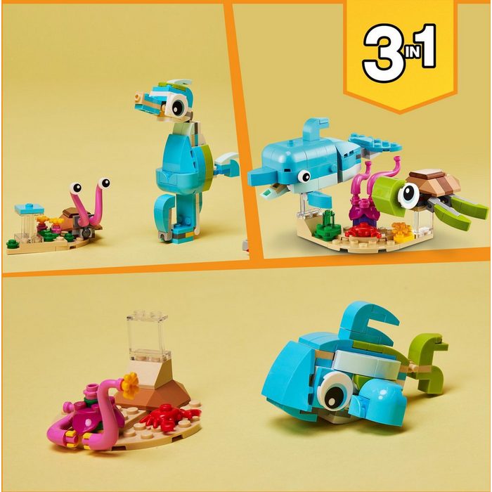 LEGO® Konstruktionsspielsteine Delfin und Schildkröte (31128) LEGO® Creator 3in1 (137 St) Made in Europe AH11161