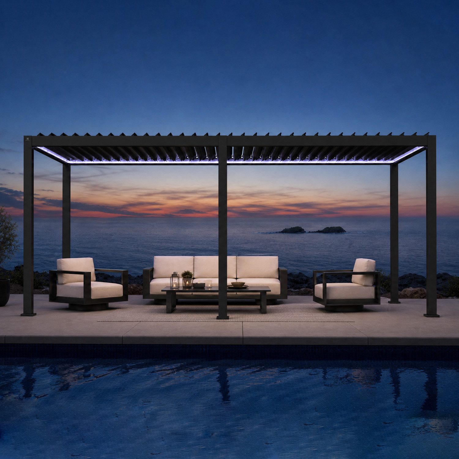Mirador Pergola 111DA Elektrische Pergola mit Lamellendach, BxTxH: 300x600x250 cm, (Packung, 1-tlg), LED-Beleuchtung und App-Steuerung