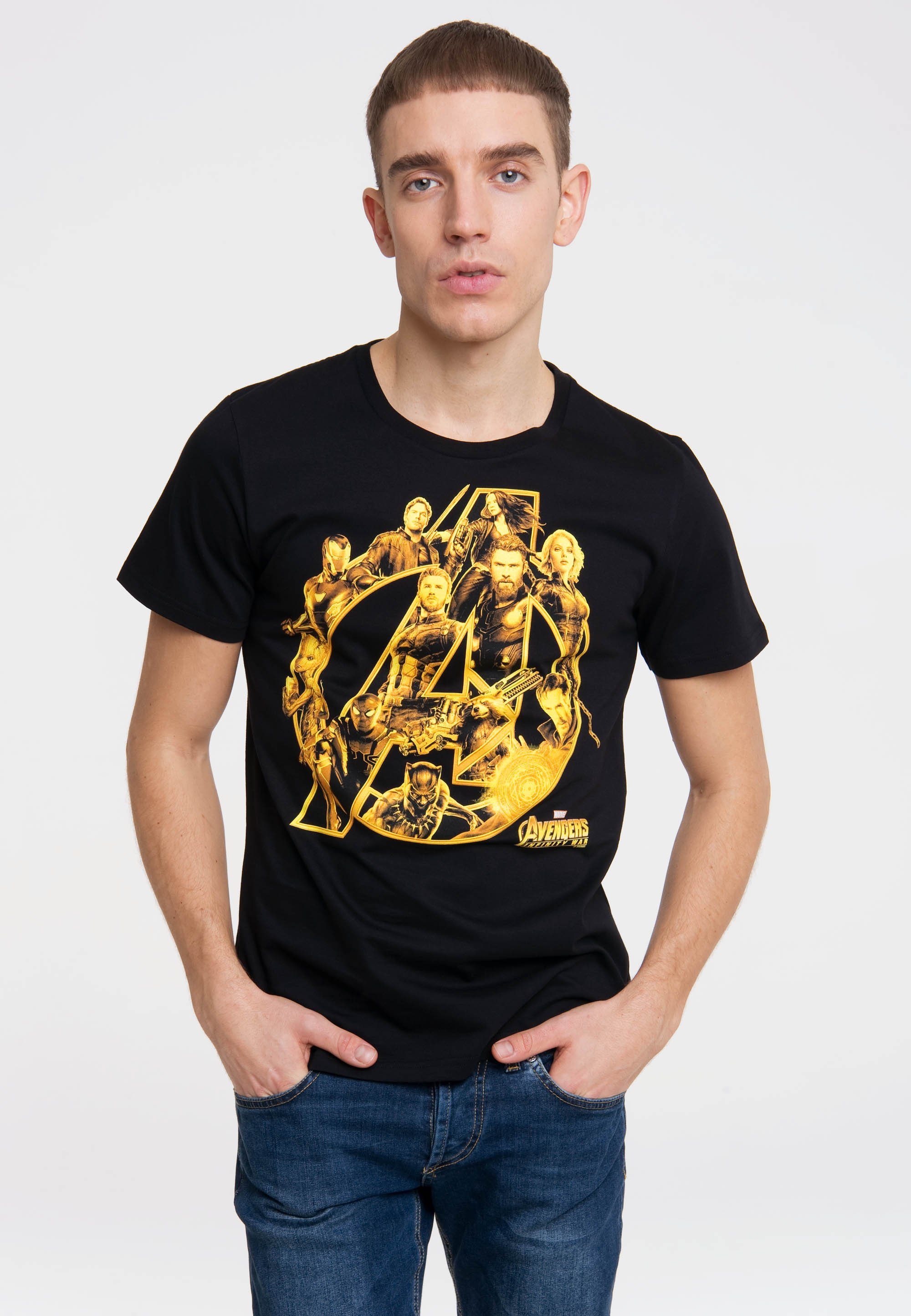 Avengers-Frontprint - LOGOSHIRT Marvel Infinty Avengers War coolem T-Shirt mit -